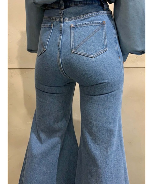 「PAMEO POSE」 ブーツカットデニムパンツ S ブルー レディース_画像5