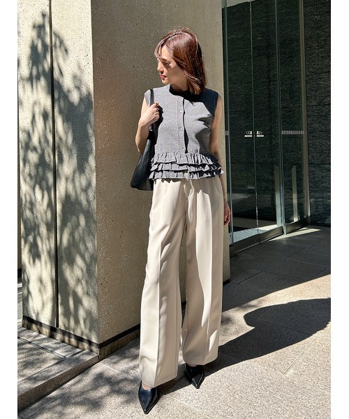Henon. スラックス パンツ Damia ハイウエストタックパンツ レディース