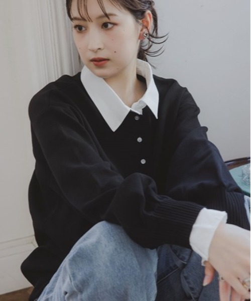 slattgir（スラットジール） ニット セーター 高身長 シャツ衿ポロ