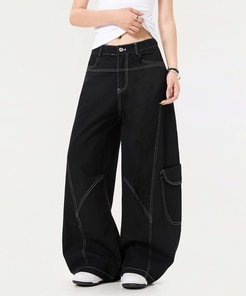 カーゴパンツ HOOK -select- デニムカーゴバルーンパンツ メンズ