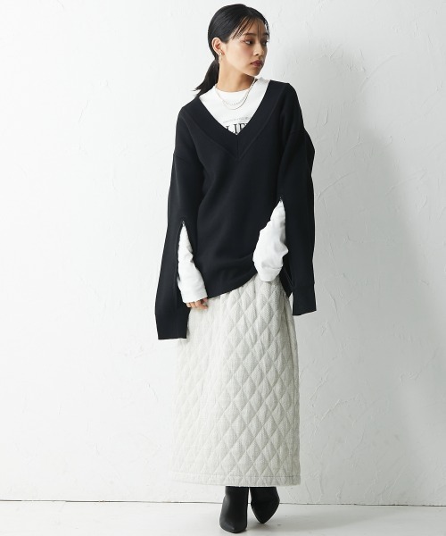 「CHIC STYLE」 スカート 5L アイボリー レディース_画像2