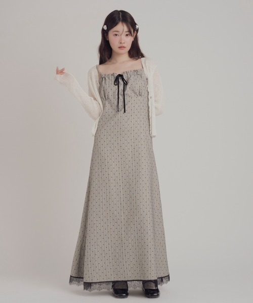 mellowneon（メロウネオン） ワンピース ドットレースドッキングキャミ