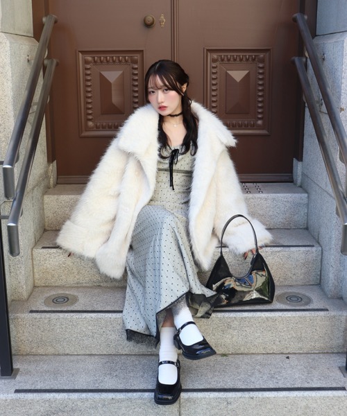 mellowneon（メロウネオン） ワンピース ドットレースドッキングキャミ