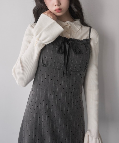 mellowneon（メロウネオン） ワンピース ドットレースドッキングキャミ