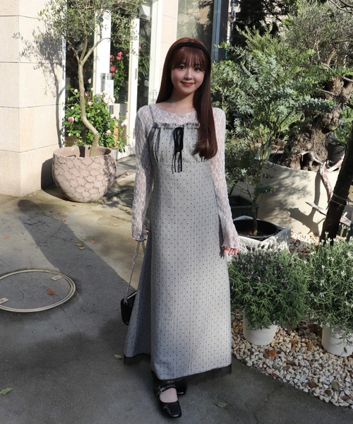 smyeon スミョン レースキャミワンピース ドット smyeon lace cami onepiece ドットワンピース - メルカリ