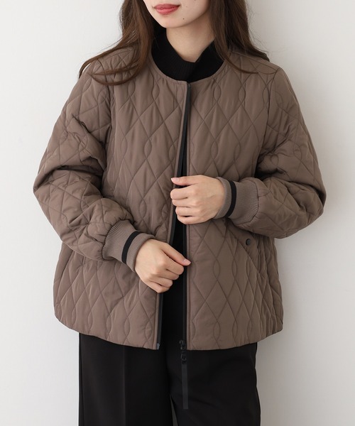 ダウンコート ダウンジャケット EGLANTINE ノーカラー中綿ジャケット レディース