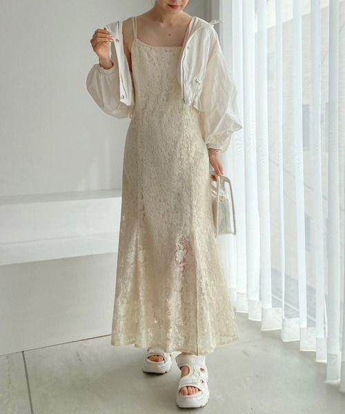 「one after another NICE CLAUP」 キャミソールワンピース FREE ホワイト レディース_画像3