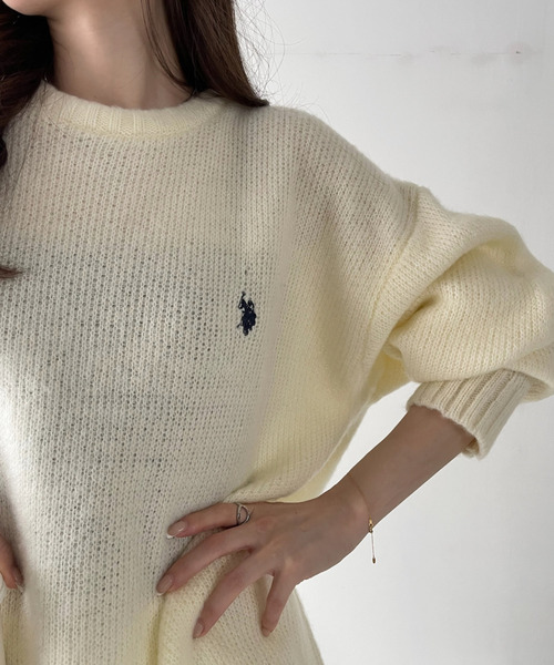 「U.S. POLO ASSN.」 長袖ニット M アイボリー レディース_画像3