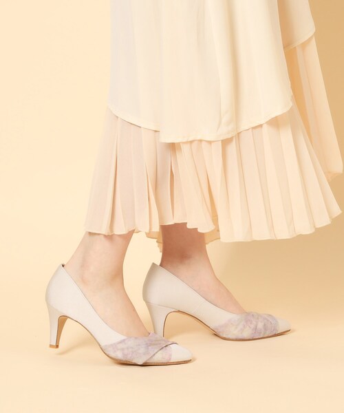 パンプス クロスシフォンリボンパンプス