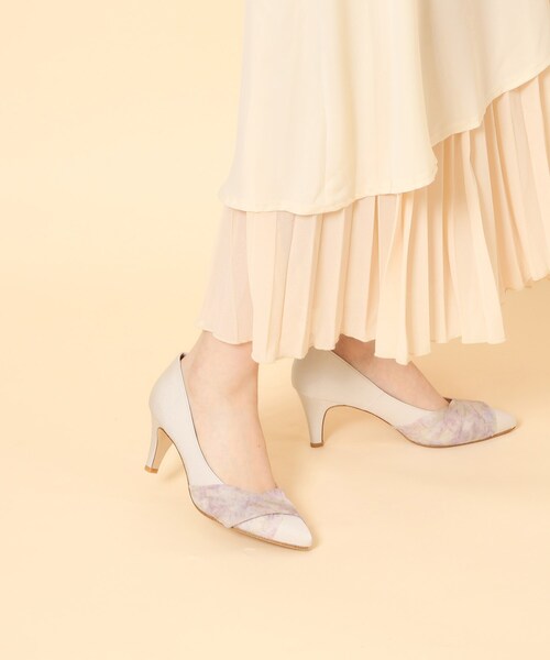 パンプス クロスシフォンリボンパンプス