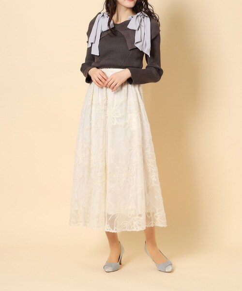 パンプス クロスシフォンリボンパンプス