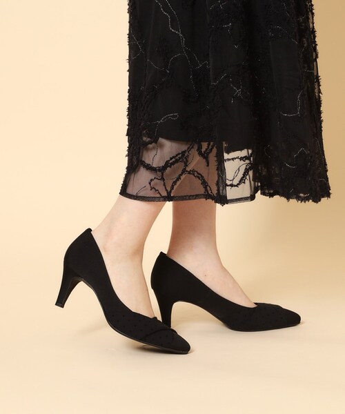 パンプス クロスシフォンリボンパンプス