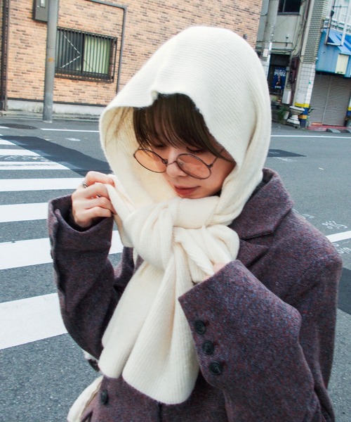 フード付きマフラー（色：ブルー系）のおすすめ人気商品一覧 通販