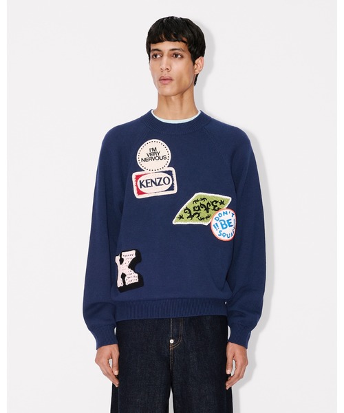 'KENZO Badges' エンブロイダリー ジャンパー イン コットン ウール メンズの画像