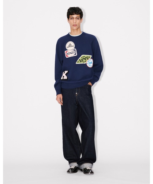 'KENZO Badges' エンブロイダリー ジャンパー イン コットン ウール メンズの画像