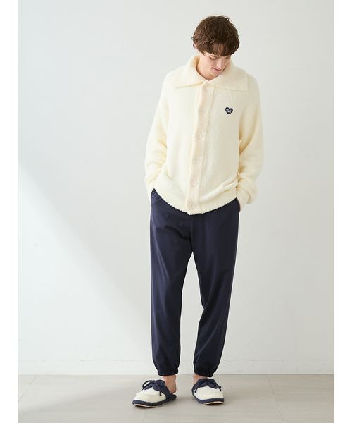パジャマ 「HOMME」べビモコハートロゴ刺繍カーディガン メンズ_5