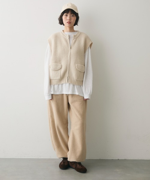 full/fill. ベスト ジレ pocket wide knit vest / ポケット付きワイド