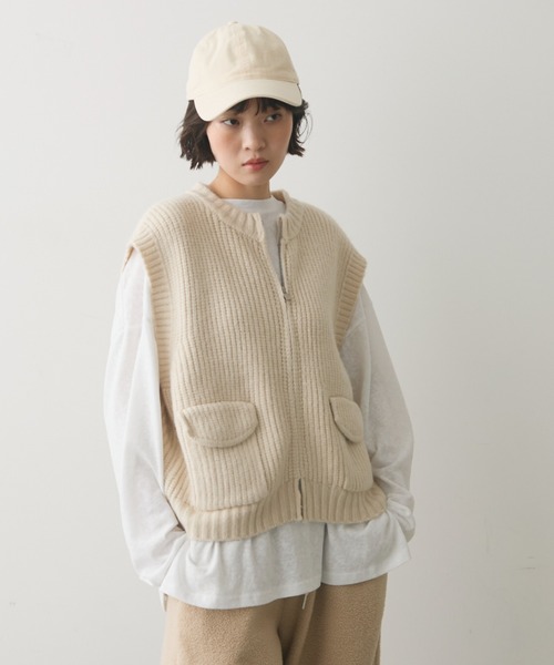 full/fill. ベスト ジレ pocket wide knit vest / ポケット付き full/fill. ベスト ジレ pocket wide knit vest / ポケット付き
