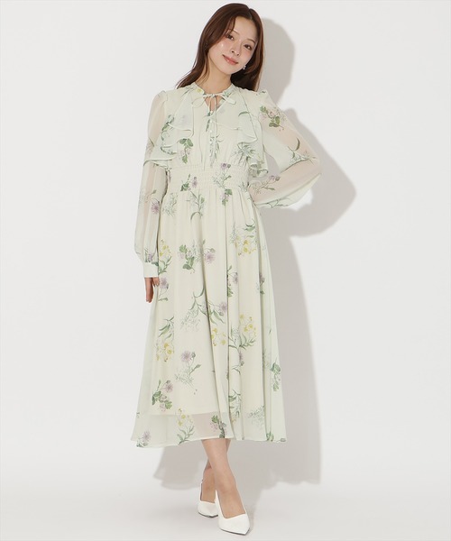 【定価19800円】　フリルケープフラワープリントワンピース　2026 ワンピ AND COUTURE（アンドクチュール） ワンピース フリルケープフラワー