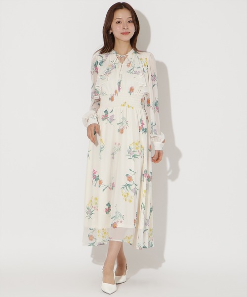 【定価19800円】　フリルケープフラワープリントワンピース　2026 ワンピ AND COUTURE（アンドクチュール） ワンピース フリルケープフラワー