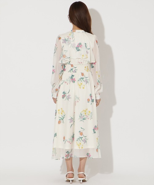 【定価19800円】　フリルケープフラワープリントワンピース　2026 ワンピ AND COUTURE（アンドクチュール） ワンピース フリルケープフラワー