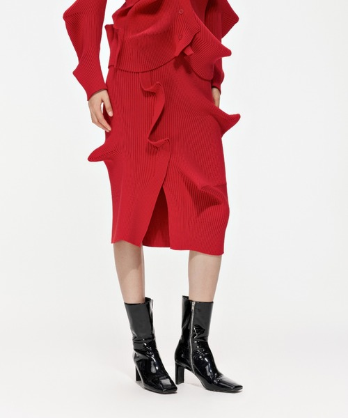 「JNBY」 スカート 38 レッド レディース_画像5