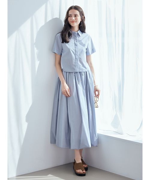ワンピース ストライプセパレートバルーンシャツワンピースの画像