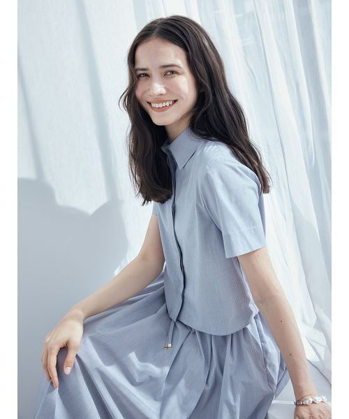 ワンピース ストライプセパレートバルーンシャツワンピースの画像