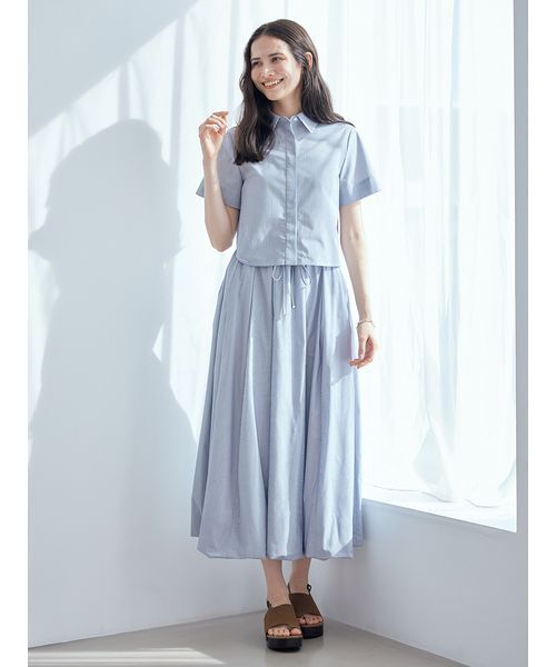 ワンピース ストライプセパレートバルーンシャツワンピースの画像