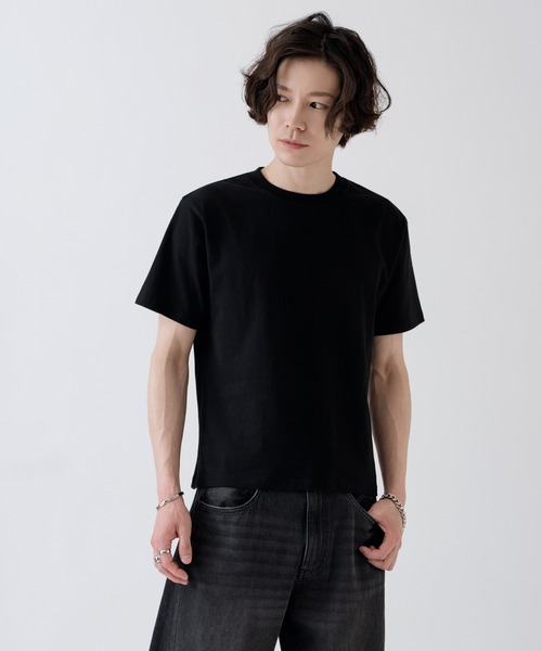 jentLouis tシャツ 黒M improves（インプローブス） ヘンリーネック tシャツ 無地 ショート