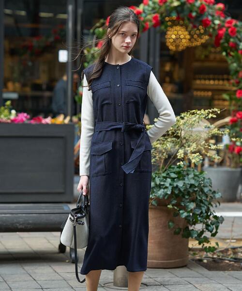ドレステリア34ブラック新品ワンピース DRESSTERIOR（ドレステリア） ワンピース ウォッシャブル ツイード