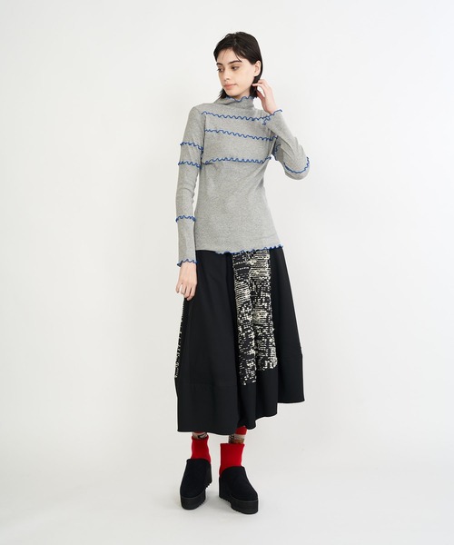 「gomme」 長袖カットソー MEDIUM チャコールグレー レディース_画像2