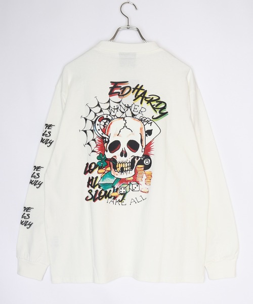 「Ed Hardy」 長袖Tシャツ L パープル メンズ_画像3
