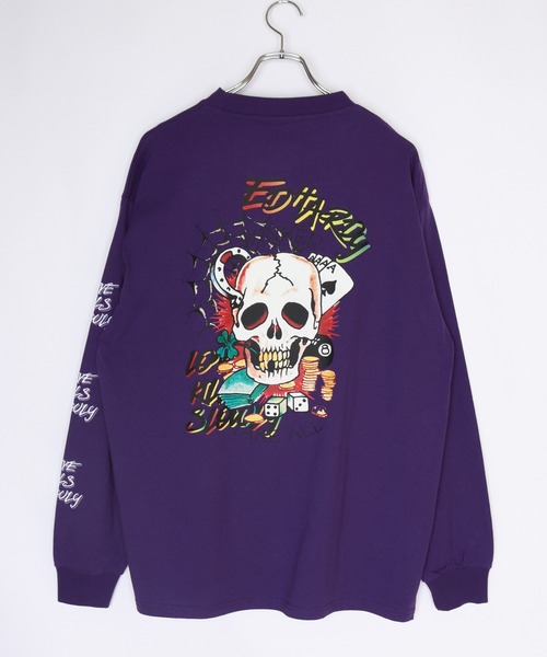 「Ed Hardy」 長袖Tシャツ L パープル メンズ_画像6