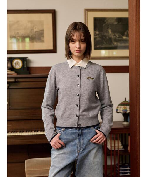 「DRESSTERIOR」 ニットカーディガン 36 ベージュ レディース_画像2