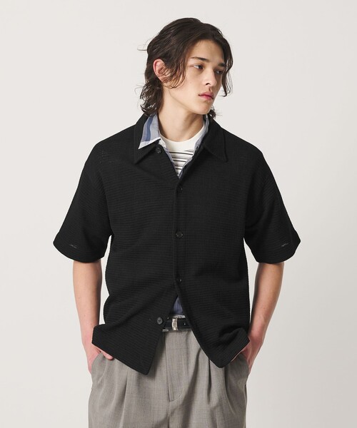 B&amp;Y ユナイテッドアローズ H カーディガン シャツ ニット 半袖 黒 BEAUTY&YOUTH UNITED ARROWS - B&Y ユナイテッドアローズ H