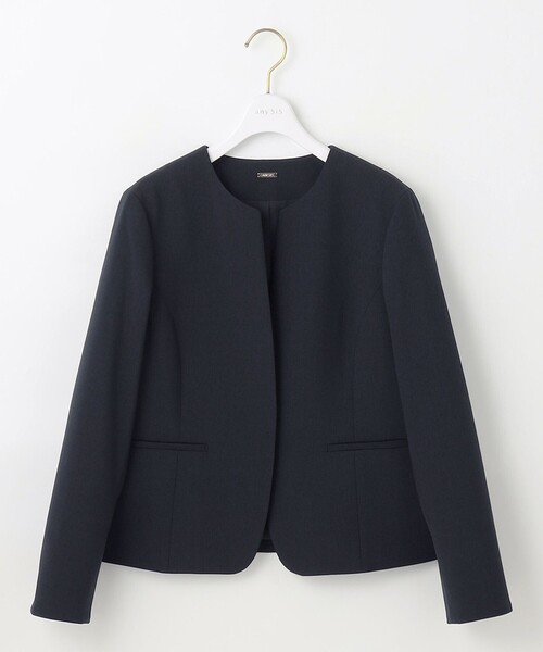 「ANY SIS」 ノーカラージャケット MEDIUM ネイビー レディース_画像7