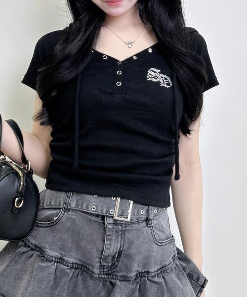 INGNI（イング） ヘンリーネック tシャツ 半袖 ヘンリーネックフード