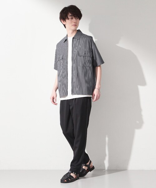 THE SHOP TK シャツ 半袖 半袖チェックジップシャツ 洗濯機OK メンズ