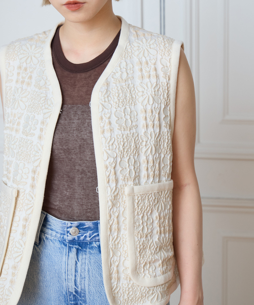 コート アウター IENA LA BOUCLE フラワーJQベスト レディース | IENA LA BOUCLE