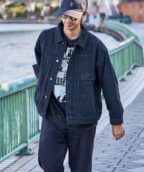 「FFEIN」 デニムジャケット LARGE ブルー メンズ_画像8
