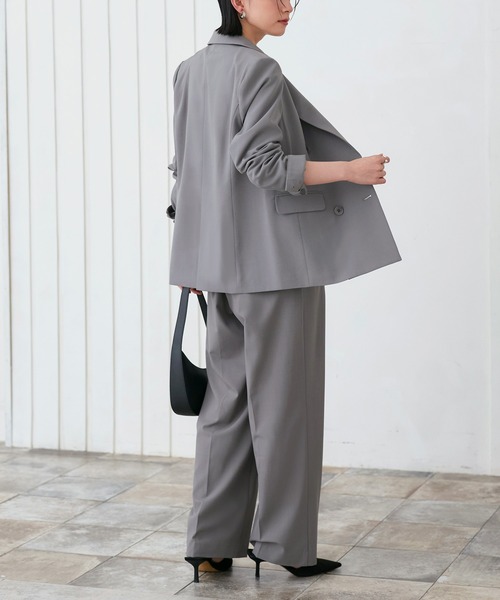 レディース　ネイビー セットアップ パンツ　ルイルエブティック　ワイドパンツ　M RUIRUE BOUTIQUE（ルイルエブティック） パンツスーツ M ネイビー