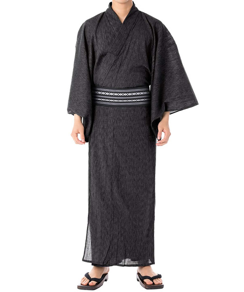KYOETSU（京越） 浴衣 メンズ 楊柳浴衣 6点セット ( 浴衣 + 帯 + 下駄