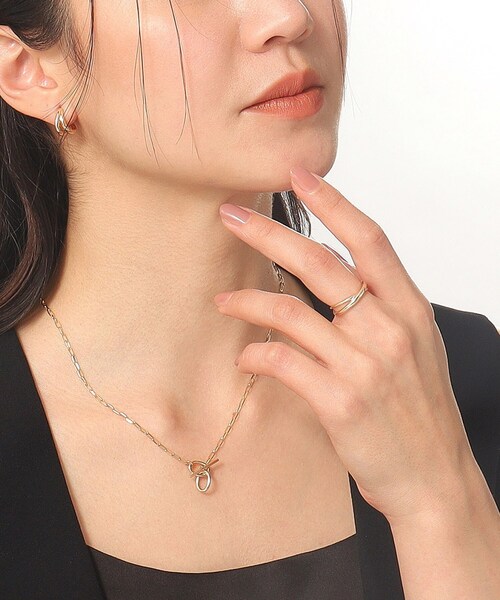ネックレス K10ロングハーフラウンドダブルマンテル ネックレス レディースの画像