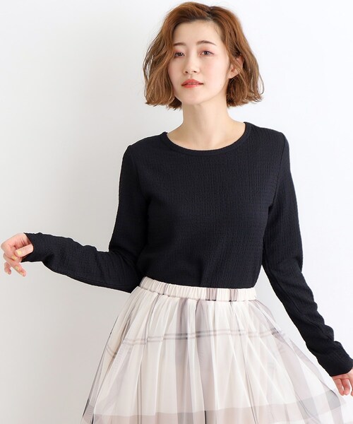 クルーネック プルオーバードレス シフォン ルーズシルエット grove tシャツ トレンドインナーしぼしぼクルーネックプル