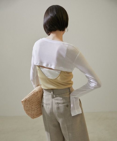 nu=layerシアーアームカバープルオーバー/ボレロ/タンクトップセット　美品 SALON adam et rope' tシャツ nu=layerシアーアームカバープル