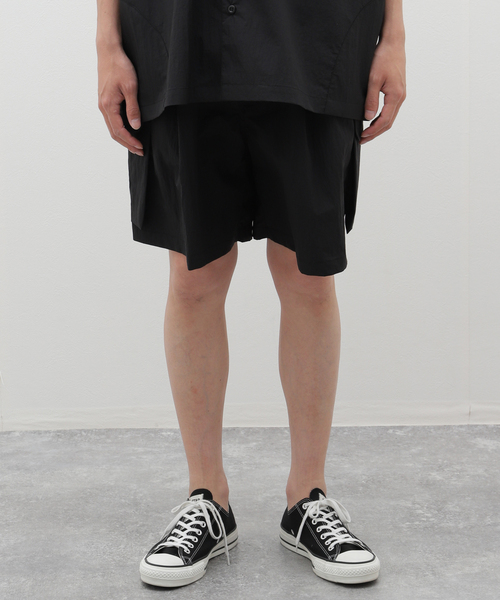 is-ness music LIGHTWEIGHT SHORTS ブラック is-ness（イズネス） ワイドパンツ パンツ 「ISNESS MUSIC / イズネス