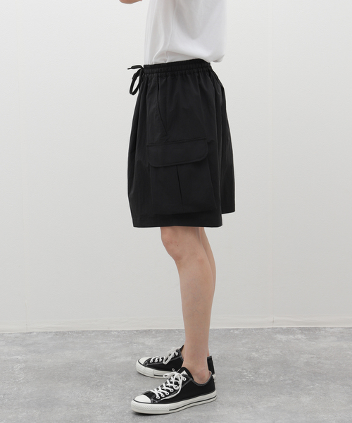is-ness music LIGHTWEIGHT SHORTS ブラック is-ness（イズネス） ワイドパンツ パンツ 「ISNESS MUSIC / イズネス