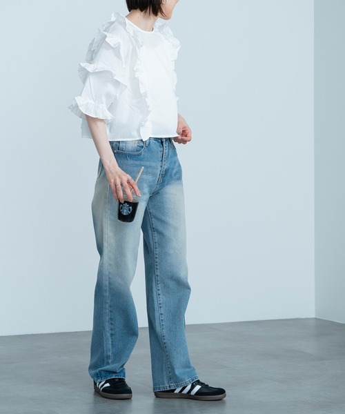 HEILIS ブラウス シャツ TCブロードフリルブラウス レディース