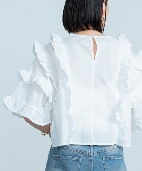 HEILIS ブラウス シャツ TCブロードフリルブラウス レディース